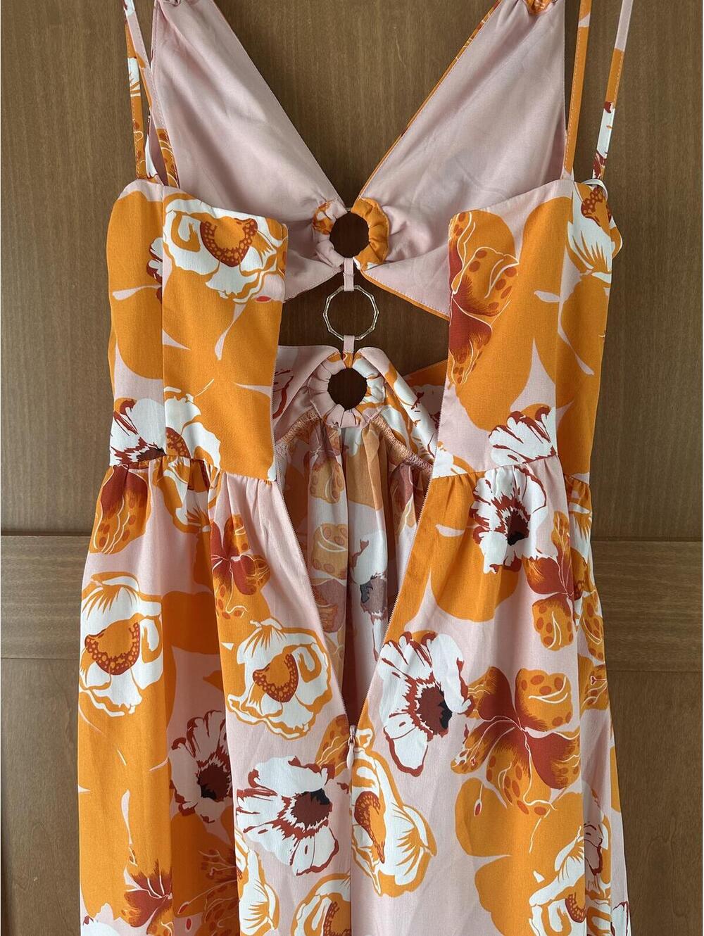 NWT Hello Molly Evergreen Heights Slit Leg Maxi Dress Orange Floral Women’s XS - Picture 5 of 15